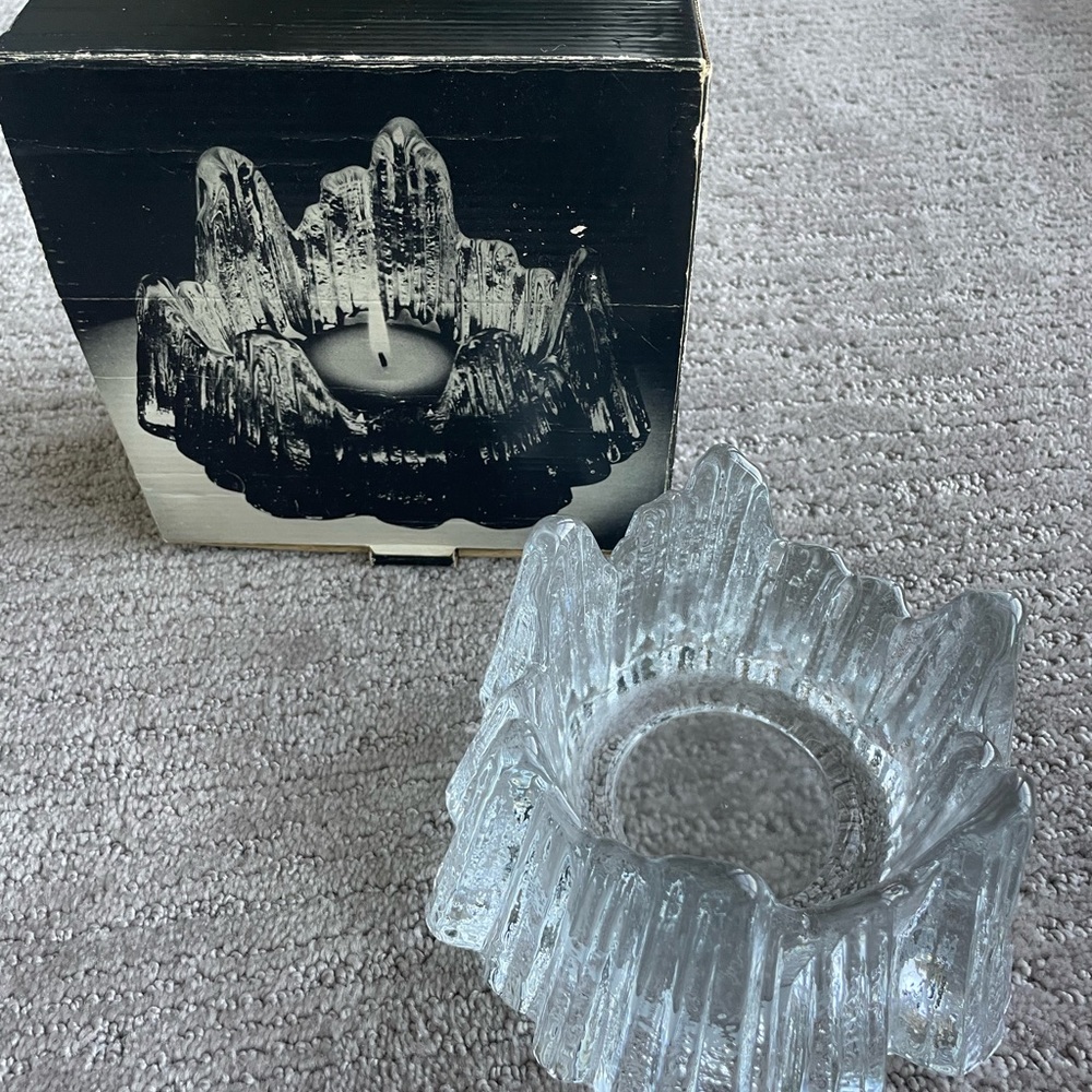 Nybro Sweden Textured Glass Candle Holder